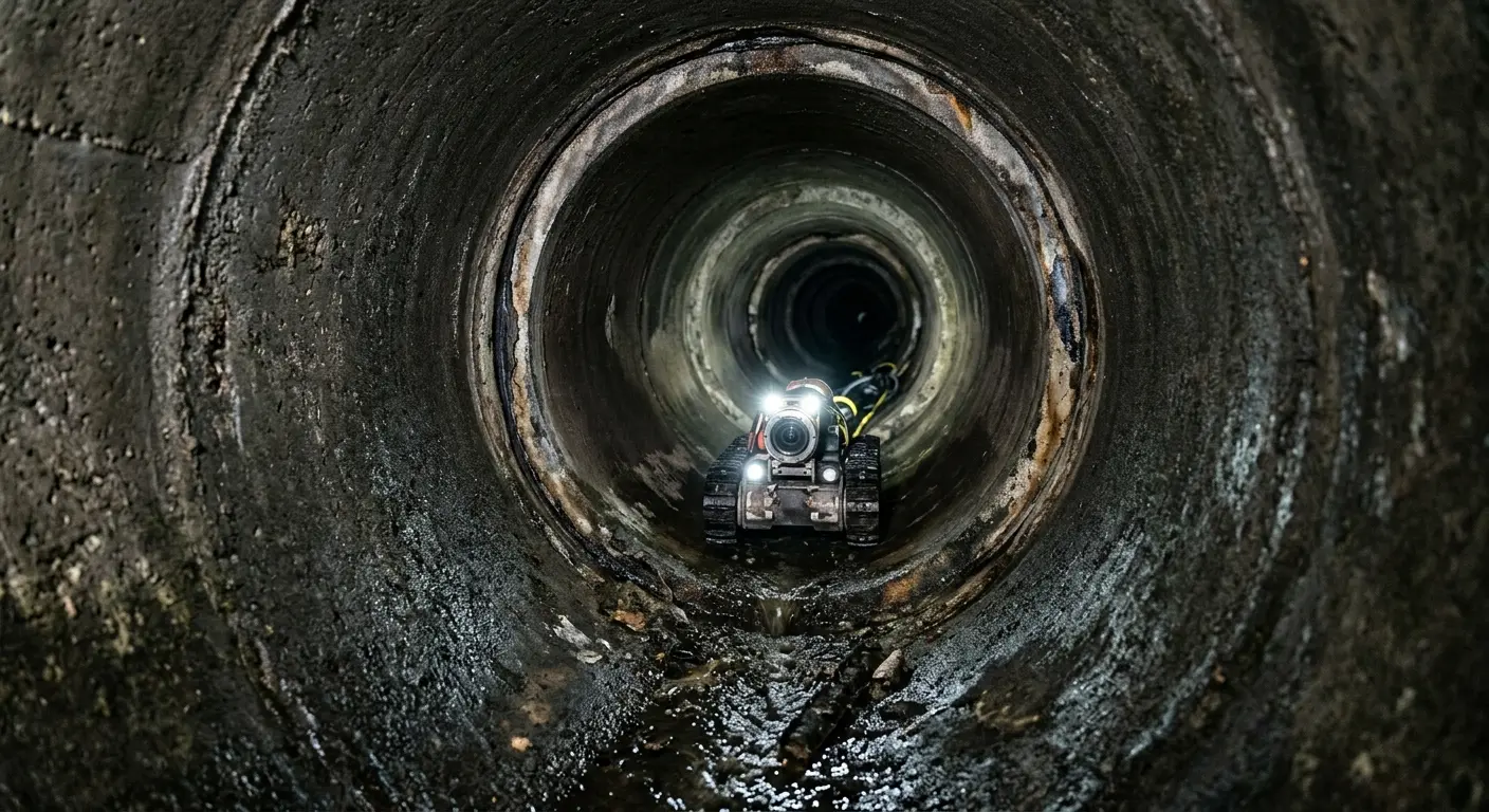 Robotic sewer camera inspecting pipe interior for Sewer Line Repair in Wichita